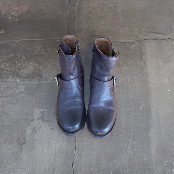 Frye Vicky 6” Buckled Biker Boot in Dark Brown - Picture 5 of 8